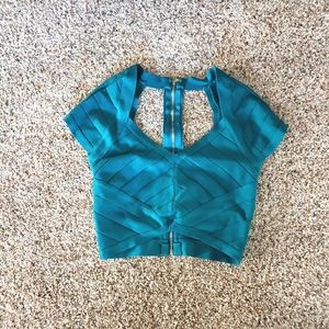 Teal bandage BeBe crop top